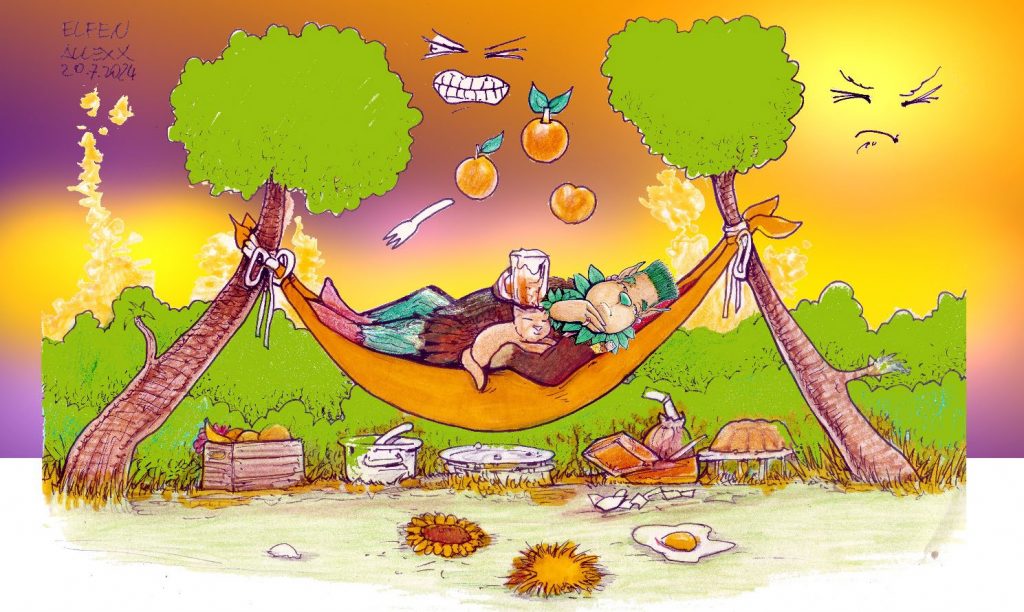 Waldelf Rolf bei seiner Lieblingsbeschäftigung