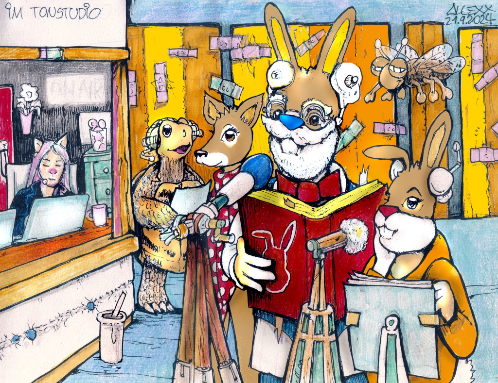 ein Tag ohne Kekse. Alle sind im Tonstudio