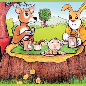 Hase Zitternase und Penolope piknicken und essen Kekse